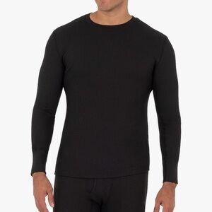 Fruit of the Loom Black Long Sleeve Tee waffle black size small new